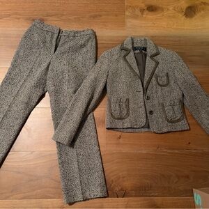 Larry Levine Gray Blazer and Pants Set